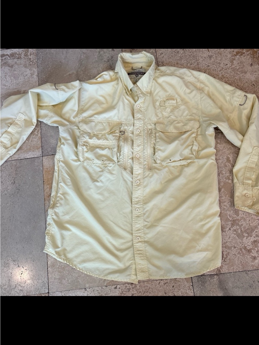 Cabelas Light Yellow Button-Up Outdoor Fishing Shirt